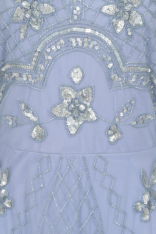 Frock & Frill Calanthe Celestial Blue Embellished Maxi Dress