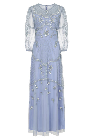frock & frill Calanthe Celestial Blue Embellished Maxi Dress