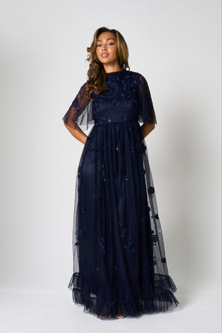 frock & frill Callie Navy Floral Embroidered Maxi Dress