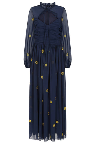 Frock & Frill Cassia Navy Floral Embroidered Maxi Dress