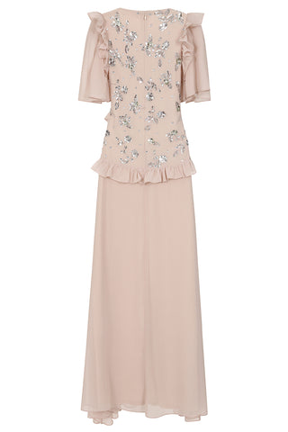 Frock & Frill Chloe Blush Floral Embellished Maxi Dress