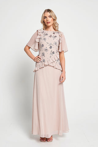 frock & frill Chloe Blush Floral Embellished Maxi Dress