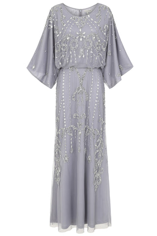 frock & frill Christine Grey Embellished Maxi Dress with Batwing Sleeves