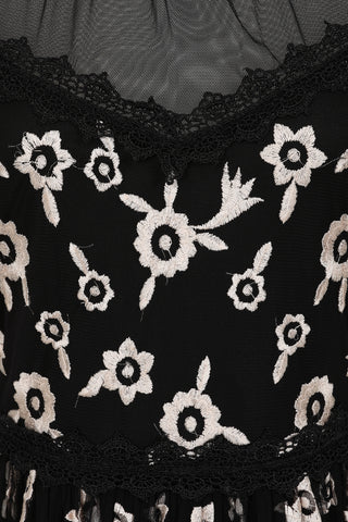 Frock & Frill Cicely Black Floral Embroidered Midaxi Dress