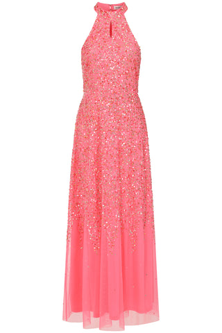 Frock & Frill Cora Strawberry Sequin Maxi Dress With Detachable Cape