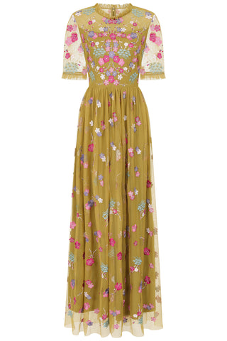 frock & frill Coraline Willow Floral Embroidered Maxi Dress