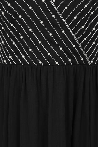 Frock & Frill Denise Black Cold Shoulder Embellished Maxi Dress