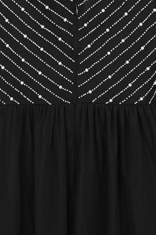 Frock & Frill Denise Black Cold Shoulder Embellished Maxi Dress