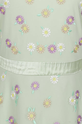 Frock & Frill Deryn Green Daisy Embroidered Maxi Dress