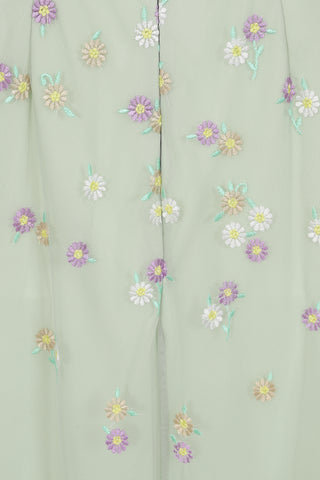 Frock & Frill Deryn Green Daisy Embroidered Maxi Dress
