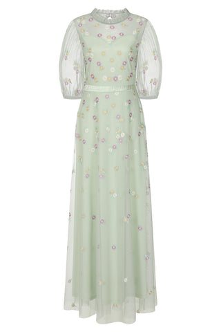 frock & frill Deryn Green Daisy Embroidered Maxi Dress