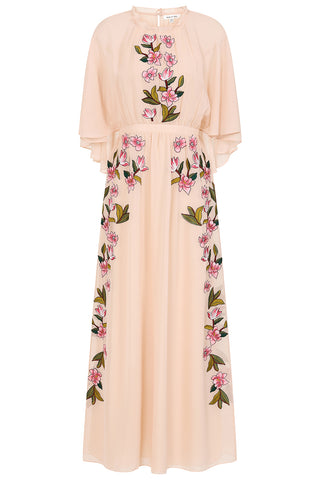 Frock & Frill Elliana Blush Floral Embroidered Maxi Dress