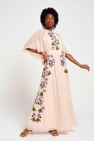 frock & frill Elliana Blush Floral Embroidered Maxi Dress