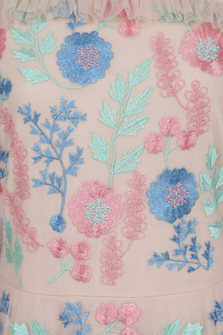 Frock & Frill Erica Floral Embroidered Tiered Midi Dress