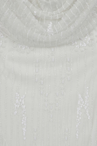 Frock & Frill Estella White Cowl Back Embellished Maxi Dress