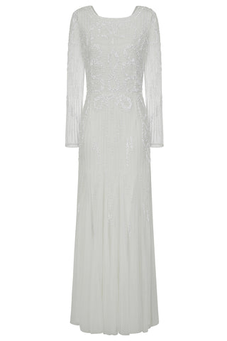 frock & frill Estella White Cowl Back Embellished Maxi Dress