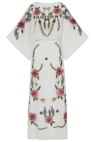 Frock & Frill Evanthe White Floral Embroidered Twist Back Maxi Dress