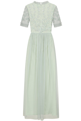 Frock & Frill Fana Green Embellished Bodice Maxi Dress
