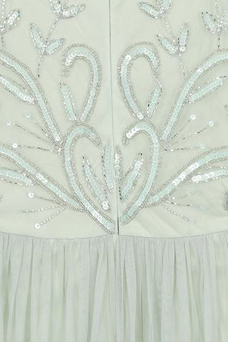 Frock & Frill Fana Green Embellished Bodice Maxi Dress