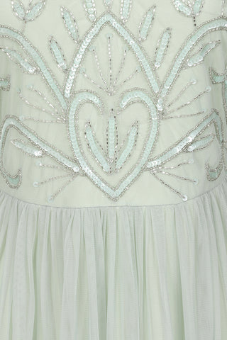 Frock & Frill Fana Green Embellished Bodice Maxi Dress