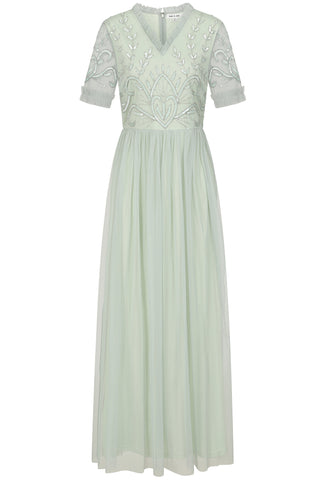 frock & frill Fana Green Embellished Bodice Maxi Dress