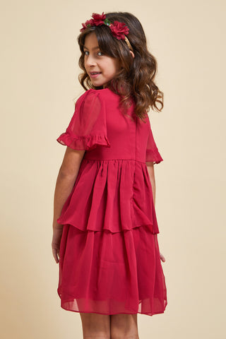 Frock & Frill Fawn Burgundy Woodland Embroidered Dress