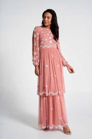 frock & frill Florence Blush Floral Embellished Maxi Dress