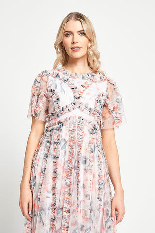Frock & Frill Florentina Floral Print Ruffled Midi Dress