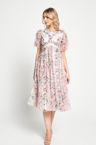 Frock & Frill Florentina Floral Print Ruffled Midi Dress