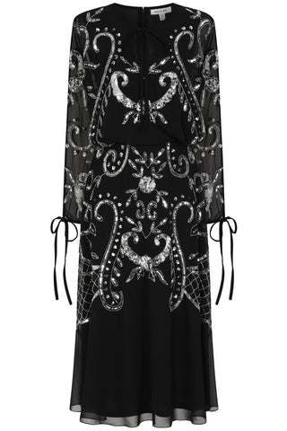 Frock & Frill Adrienne Black Embellished Midi Dress