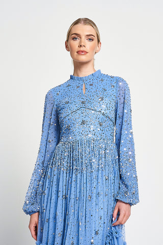 Frock & Frill Agnes Blue Sequin Maxi Dress