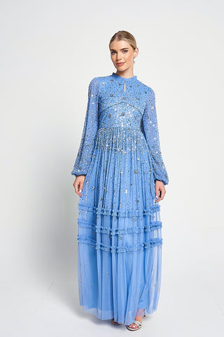 Frock & Frill Agnes Blue Sequin Maxi Dress