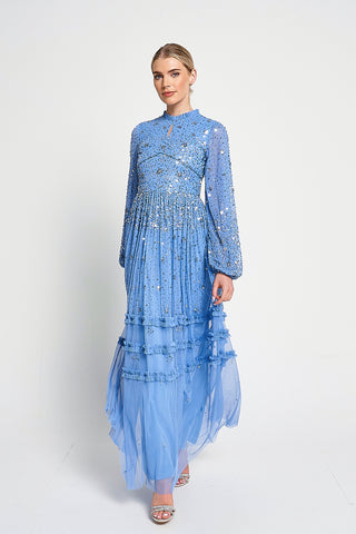 frock & frill Agnes Blue Sequin Maxi Dress