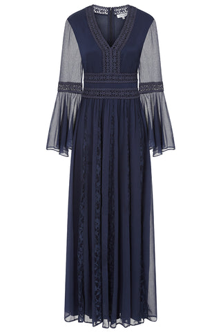 Frock & Frill Aiden Navy Maxi Dress With Lace Panels
