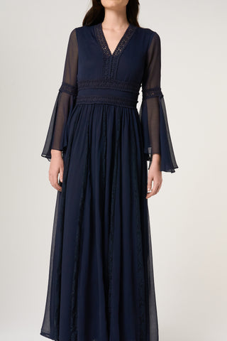 Frock & Frill Aiden Navy Maxi Dress With Lace Panels