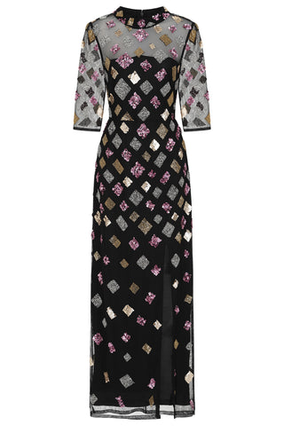 Frock & Frill Alison Black Embellished Maxi Dress
