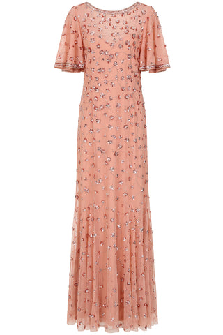 Frock & Frill Amandine Blush Embellished Maxi Dress