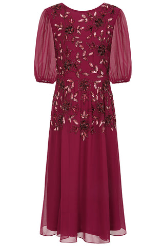 Frock & Frill Amora Berry Embellished Midi Dress