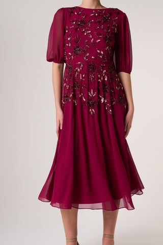 Frock & Frill Amora Berry Embellished Midi Dress