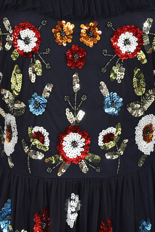 Frock & Frill Avisa Navy Floral Sequin Maxi Dress