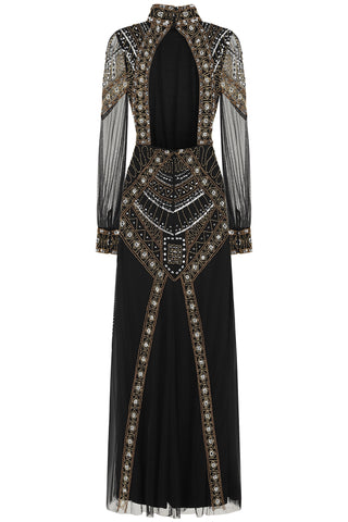 Frock & Frill Bertha Black Embellished Maxi Dress