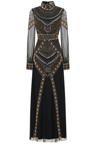 frock & frill Bertha Black Embellished Maxi Dress