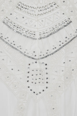 Frock & Frill Bertha White Embellished Maxi Dress