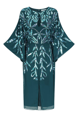 Frock & Frill Beryl Deep Teal Sequin Midi Dress
