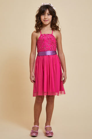frock & frill Bianca Pink Embellished Dress