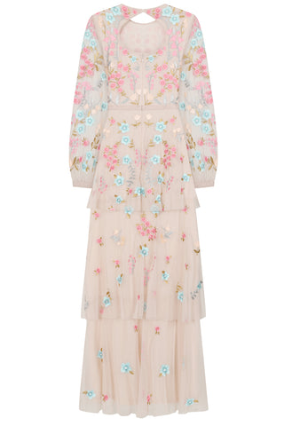 Frock & Frill Camellia Floral Embroidered Maxi Dress