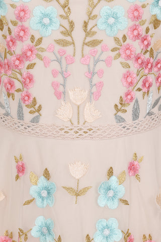 Frock & Frill Camellia Floral Embroidered Maxi Dress