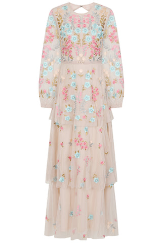 frock & frill Camellia Floral Embroidered Maxi Dress