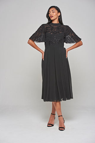 Frock & Frill Cari Black Cornelli Sequin Midi Dress
