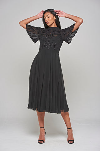 Frock & Frill Cari Black Cornelli Sequin Midi Dress